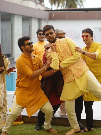The boys from the Haldi flashmob having a blast and creating a memorable moment.