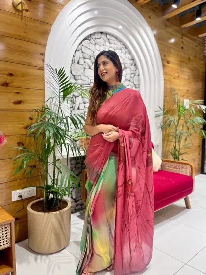 My saree story. For a university event, my mom hand-painted this beautiful multi-colored creation for me. It's a piece I'll cherish forever.