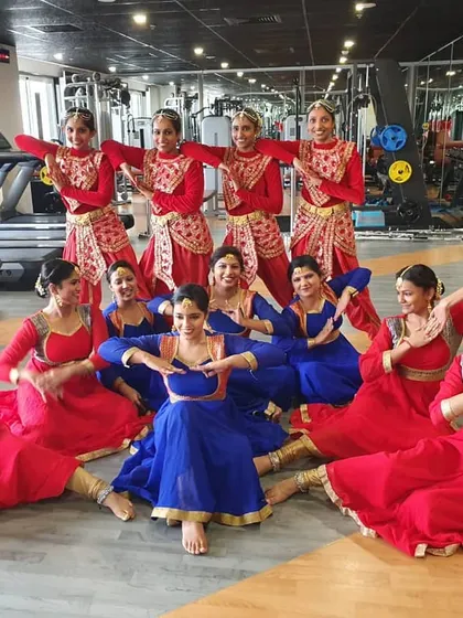 This is the team from Rockwell after a rehearsal for their corporate annual day. We created a beautiful semi-classical performance, and I can work with your team right in your office gym or any comfortable space.