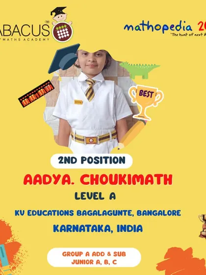 Aadya Choukimath from Bangalore, securing 2nd Position in the junior group.