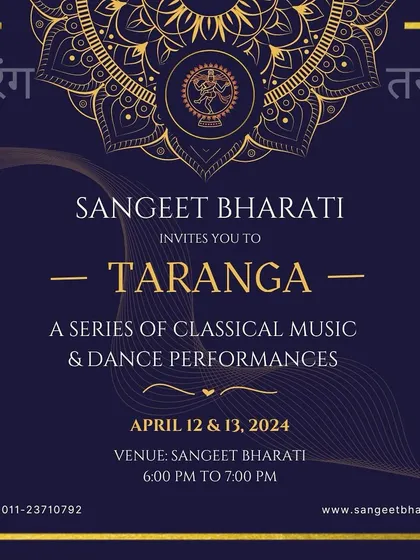An invitation to 'Taranga,' our series of classical music and dance performances. These events provide our budding stars with regular stage exposure throughout the year.
