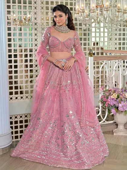 For a Sangeet or cocktail night, a beautifully draped lehenga makes all the difference. I styled this dreamy pink lehenga to ensure it was comfortable enough for dancing while looking absolutely breathtaking from every angle.