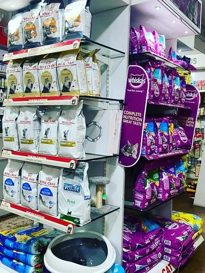We have dedicated sections for cat nutrition, featuring brands like Royal Canin and Whiskas, alongside essentials like cat litter.