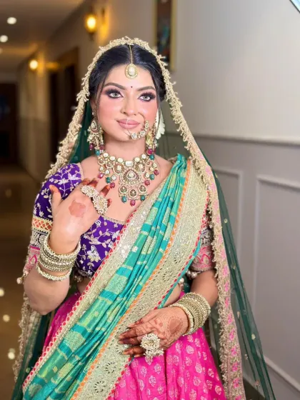 A final portrait of this stunning bride. The makeup is designed to be both beautiful in person and striking in photographs.
