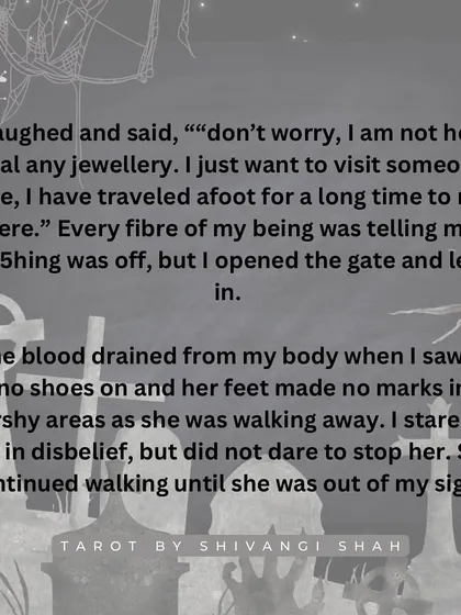 A graveyard security guard's encounter with a woman who asks to enter the closed graveyard, only to find out the next day that she had just died.