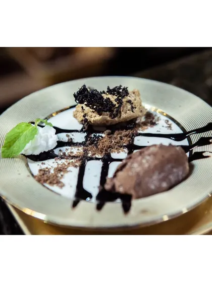 The only thing better than hazelnuts is more hazelnuts. Another angle of the beautifully deconstructed hazelnut dessert platter.