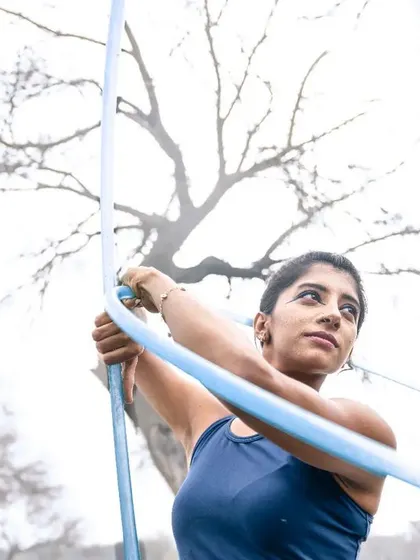 A close-up portrait with my hoops in nature. This shot is a reminder to let the small things soothe you and the big things move you.