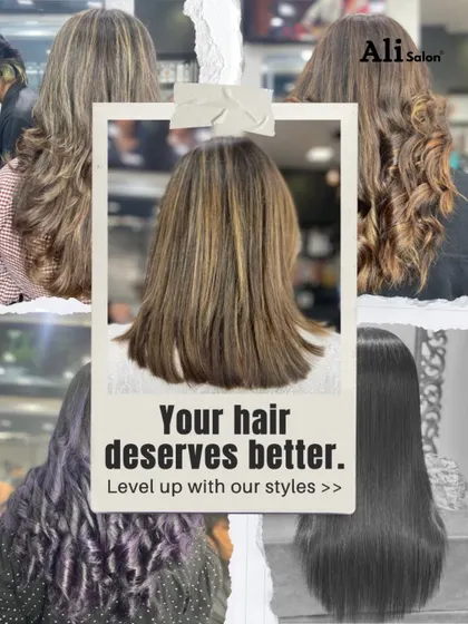 A collage graphic showing that your hair deserves better, featuring a variety of styles from curly and colored to long and straight.