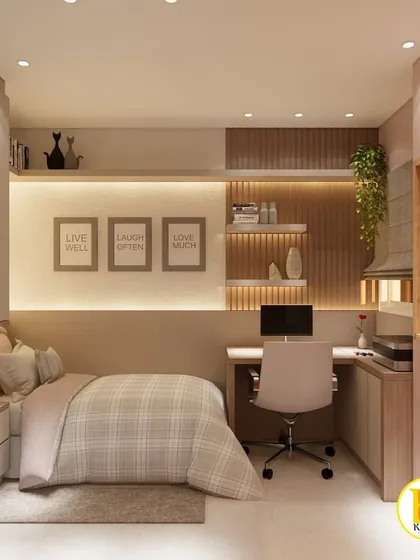 A full view of the study nook, showing how it is neatly integrated into the bedroom layout.