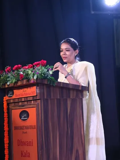 A distinguished guest speaking at the podium during our annual cultural festival. We are often graced by the presence of eminent personalities who inspire our students.