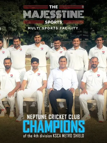 Congratulations to the Neptune Cricket Club for becoming champions of the 4th division KSCA Metro Shield and earning a promotion to the 3rd Division. A testament to their skill and dedication.