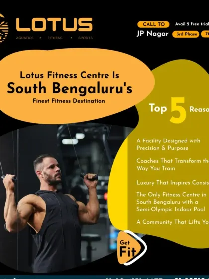 We are South Bengaluru's finest fitness destination for a reason. This graphic highlights our top features, including a facility designed with purpose, expert coaches, and a community that lifts you up.