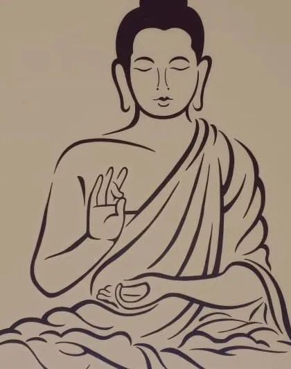 A clean line-art stencil of a meditating Buddha, offering a simple and elegant way to introduce a sense of calm and spirituality to a room.