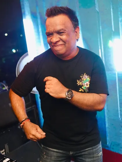 Another shot of me feeling the energy of the crowd in Belgaum. It was a night to remember.
