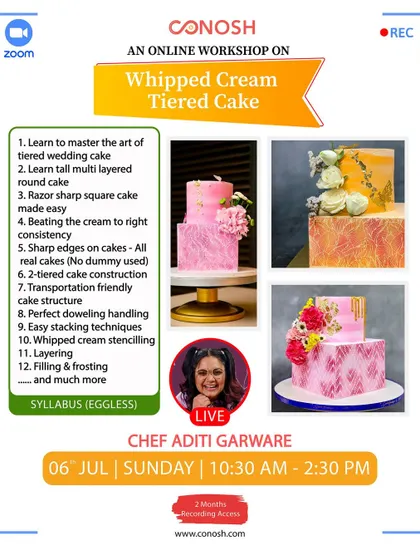 Master the art of the whipped cream tiered wedding cake in this comprehensive workshop. I teach everything from achieving the right cream consistency and sharp edges to transportation-friendly structures and easy stacking techniques.