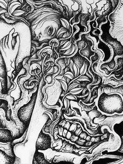 A close-up of the finished "Tempting" piece.
