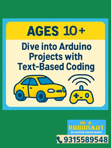 Our Arduino camp for ages 10+ focuses on text-based coding, moving beyond blocks to create more complex and powerful projects.