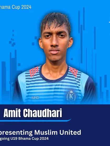 Another of our players, Amit Chaudhari, representing Muslim United in the U19 Bhama Cup. We are proud of his journey.