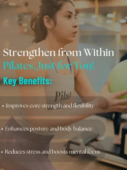 This visual breaks down the key benefits you'll experience: improved core strength and flexibility, enhanced posture and balance, and reduced stress with a boost in mental focus.