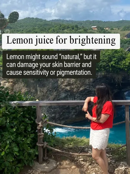 Myth: Lemon juice is a natural way to brighten skin. Reality: While it sounds natural, the high acidity of lemon juice can damage your skin barrier, increase sun sensitivity, and even cause hyperpigmentation.