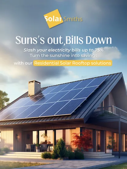 Sun's out, bills down. My residential solar rooftop solutions can slash your electricity bills by up to 75%, turning sunshine directly into savings.