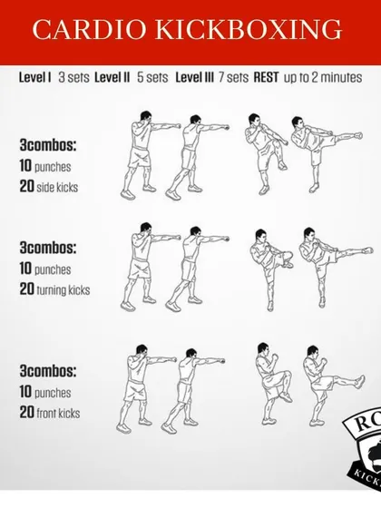 My cardio kickboxing program is designed for maximum calorie burn and stamina building. This workout combines punches and kicks in high intensity combos to improve your cardiovascular health while you learn real techniques.