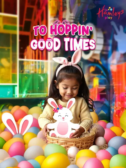 Hoppin' good times! Celebrating Easter with bunny ears and a colorful ball pit full of "eggs" was a sweet surprise for our little visitors.