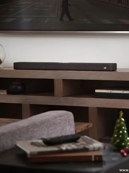 A Polk soundbar provides the perfect audio for a cozy Christmas movie night. It's a simple, elegant solution that unwraps the gift of crystal-clear sound and festive joy without cluttering your space.