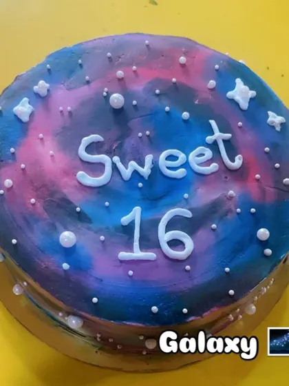 Celebrate a Sweet 16 with a cake that's out of this world. This galaxy-themed cake features a blend of cosmic blues and purples, complete with edible stars and planets.