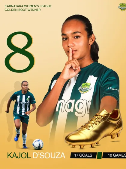 Unstoppable in front of the goal. Kajol D’Souza secured the Golden Boot with an incredible 17 goals in 10 games, proving herself as a top striker in the league.