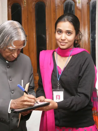 A full-length photo with Dr. APJ Abdul Kalam. This timeless memory is a constant source of inspiration and a reminder of the power of humility and wisdom.
