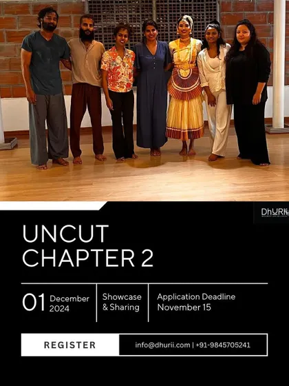 The poster for Uncut Chapter 2, announcing our initiative for artists to showcase their work in progress. Applications are open to anyone with a concept to share.