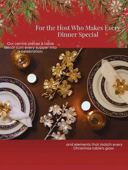 For the host who makes every dinner special, our centrepieces and table decor turn any supper into a celebration. These floral napkin rings, in gold and silver, add an element of elegance to your Christmas table.