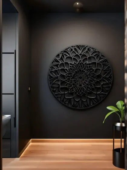 Beyond paintings, we also create stunning mandala sculptures from materials like wood and metal. These three-dimensional pieces add texture and a powerful focal point to minimalist or modern interiors.