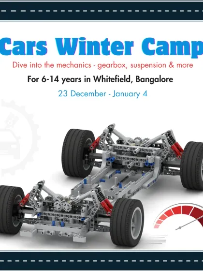 This poster for my Cars Winter Camp highlights the exciting topics we cover, from gearboxes to suspensions, perfect for any child who is curious about how cars work.