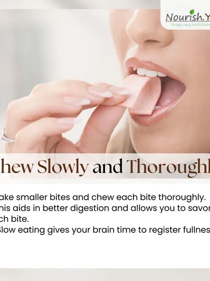 Mindful eating starts with chewing slowly and thoroughly. This simple practice aids digestion, allows you to savor each bite, and gives your brain time to register fullness, preventing overeating.