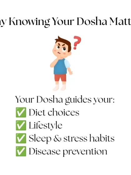 Why does knowing your Dosha matter? It guides your diet choices, lifestyle, and sleep habits. Understanding your unique constitution is the key to preventing disease and maintaining balance.