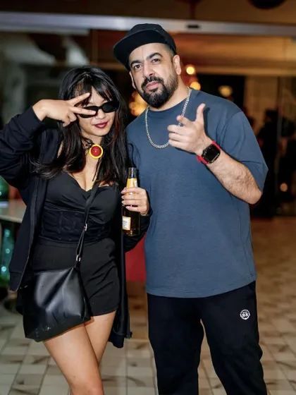 Posing with a guest who brought her A-game for the Halloween theme.