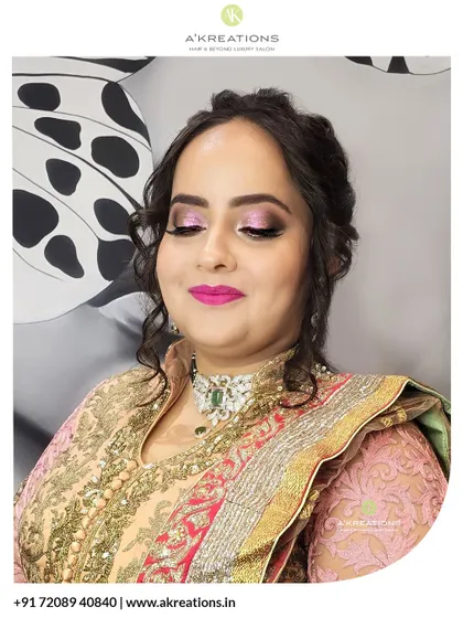 A closer view of the shimmering pink eyeshadow and perfectly blended makeup that made this festive look so special and eye-catching.