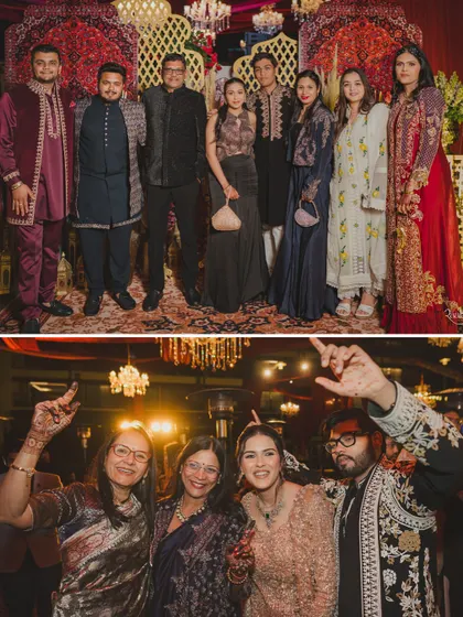 A collage of family and friends enjoying the Sufi night, capturing the warmth and love of the gathering.