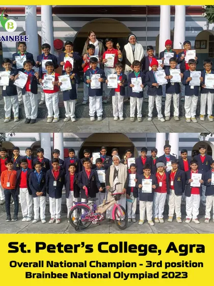 St. Peter's College, Agra, secured the 3rd position as Overall National Champion in our 2023 Olympiad. We celebrate their fantastic achievement.
