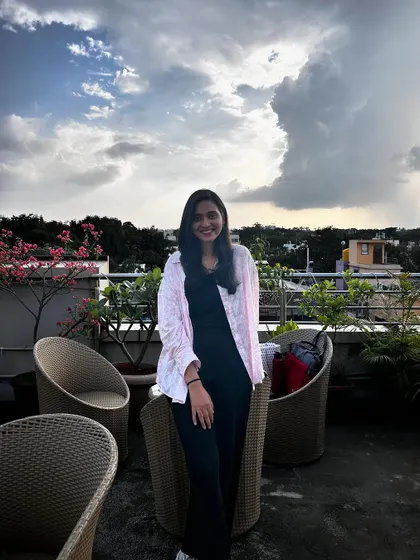 Enjoying the beautiful Bangalore weather on a rooftop.