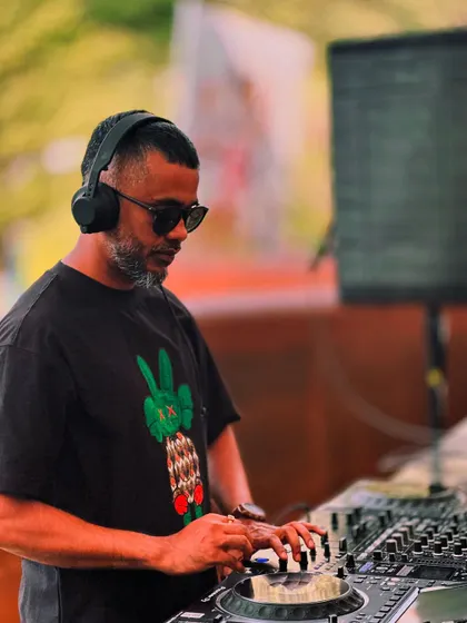 Here I am at the console during a daytime gig, getting the mix just right. The music for these events is carefully selected to be uplifting and smooth.