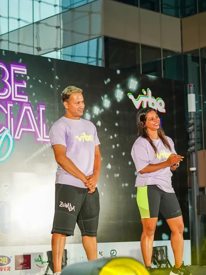 A moment of thanks and acknowledgement on the Vibe Social stage.