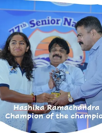 Hashika Ramachandra, the Individual Champion in the women's category at the 77th Senior Nationals.