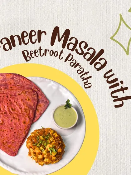 We've added new and exciting dishes to our menu, like this Paneer Masala with Beetroot Masala Paratha. It's a healthy and flavorful meal perfect for any time of day.