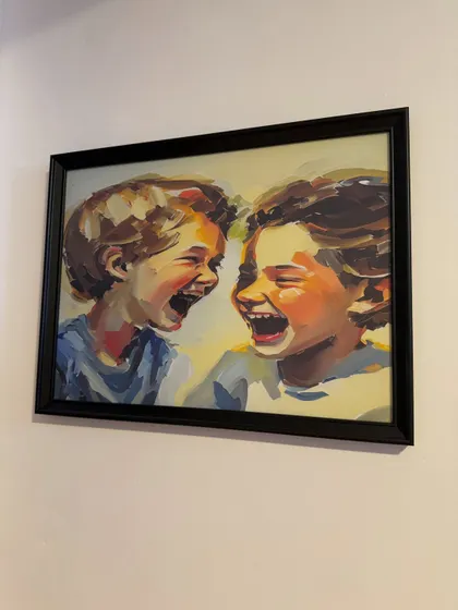 Laughter is a huge part of our studio's soundtrack. This picture of pure, unfiltered joy reminds us of our main goal: to create a happy space where children can have fun, make friends, and build positive memories.