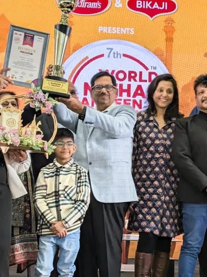 Sharing the stage with other industry leaders. This photo from the World Mithai Namkeen Convention & Expo is a testament to the hard work and passion my team puts in every day.