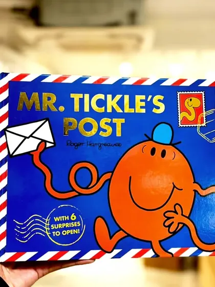 'Mr. Tickle's Post' is a delightful interactive book with six surprises to open. It's a fun and engaging story for young children.