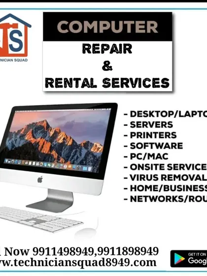 Our repair and rental services cover a wide range of IT equipment. We handle desktops, laptops, servers, printers, and network routers for both PC and Mac systems, offering on-site service for your home or business.